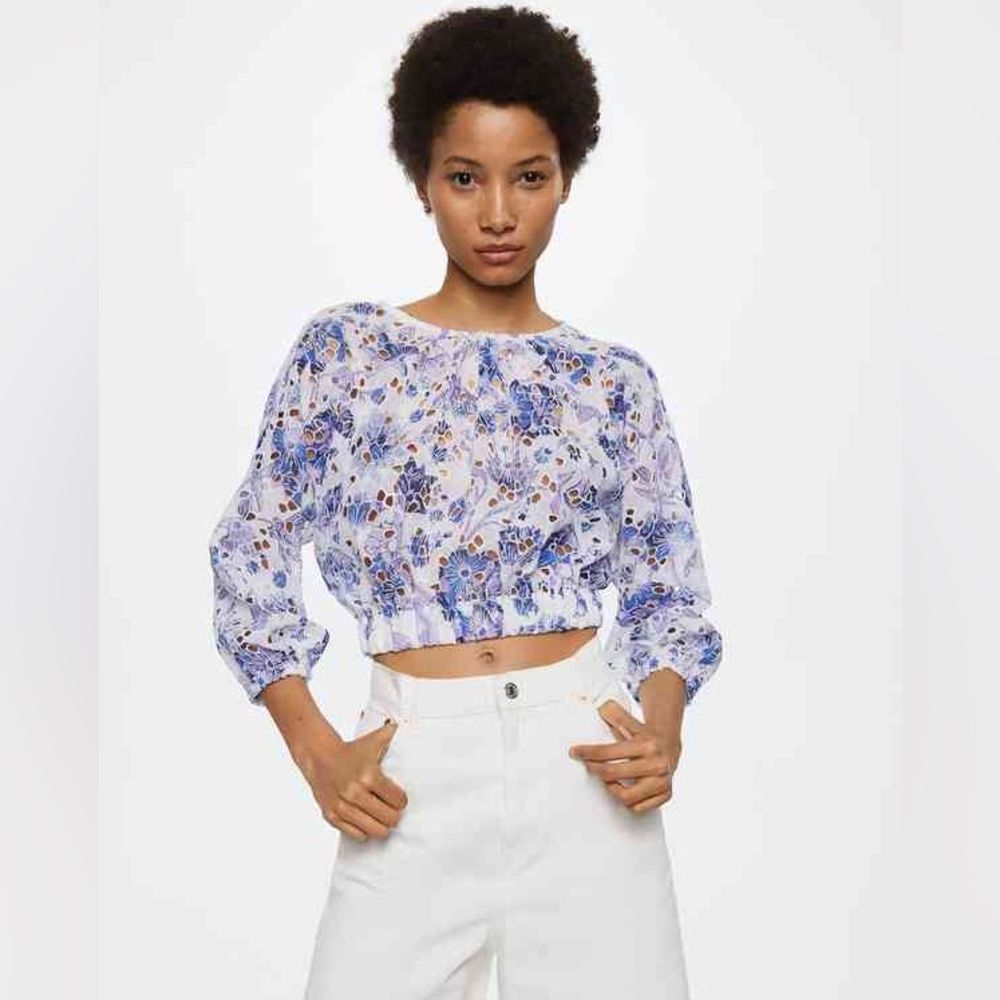 Mango Floral Blouse top NWT!!